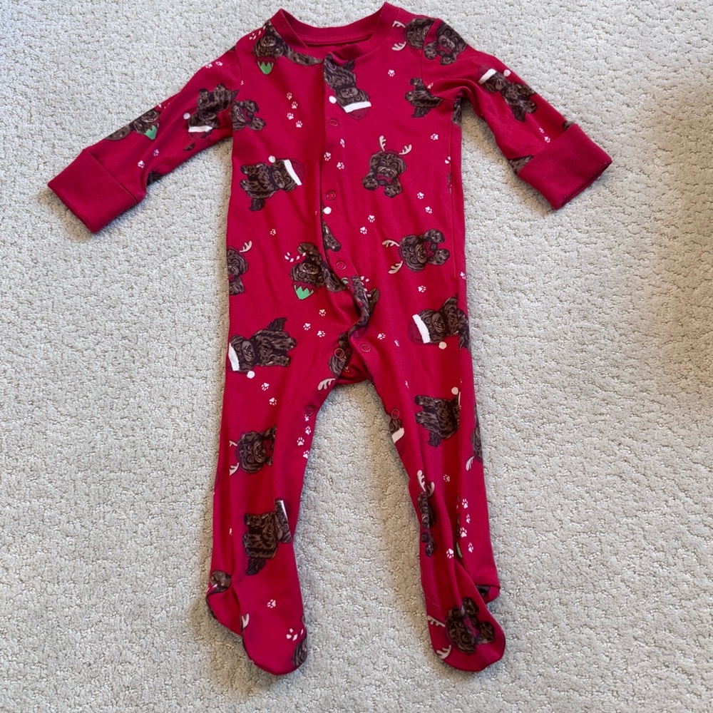 Chelsea Peers Snap Footie Size 6-9 Months Sleeper Dogs Christmas Holiday